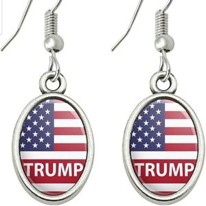 President Trump American Flag double-sided dangle earrings